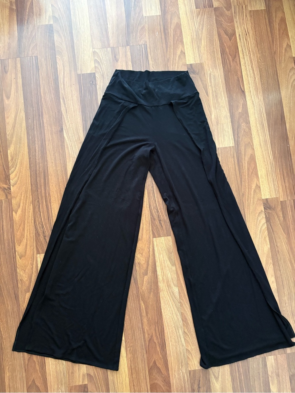 Black Wide-Leg Palazzo Pants with split on both sides, made in NYC